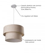 Luminária de Teto dupla linho sala mesa